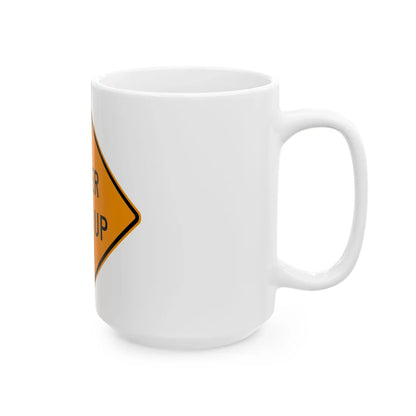 MUTCD-VA TW21-V7 (Virginia) (Road Sign) White Coffee Mug - Go Mug Yourself