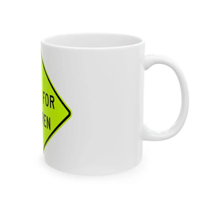MUTCD-VA W15-V1 (Virginia) (Road Sign) White Coffee Mug - Go Mug Yourself