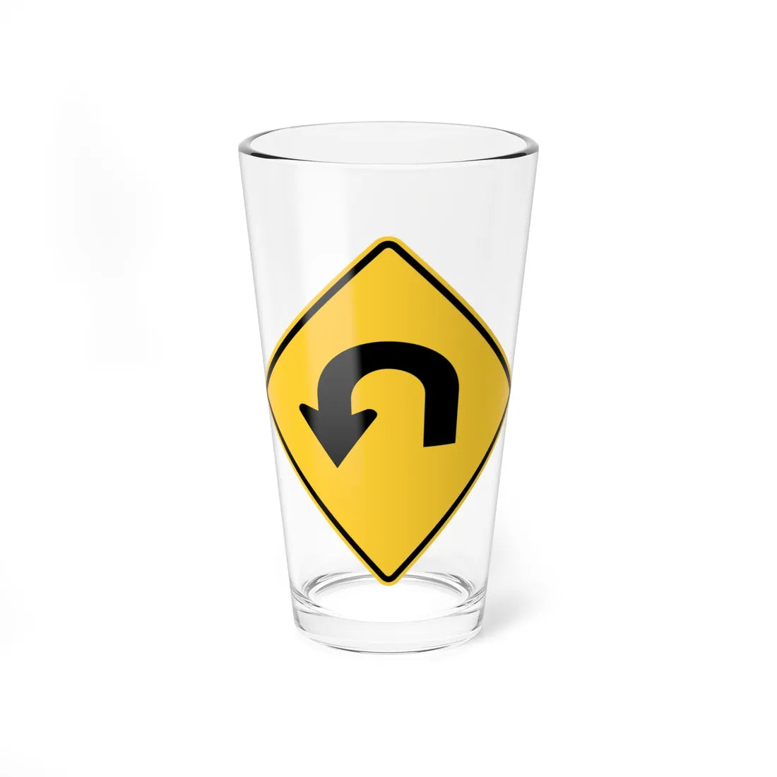 MUTCD-WA W1-901-L (Washington) (Road Sign) Pint Glass 16oz 16oz - Go Mug Yourself