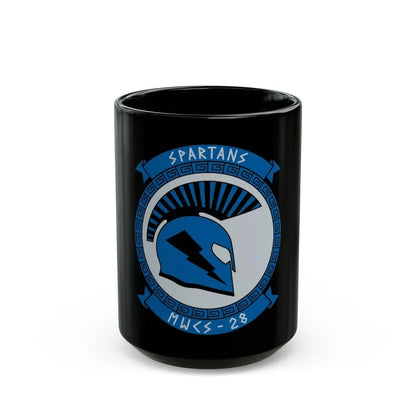 MWCS 28 Spartans (USMC) Black Coffee Mug 15oz - Go Mug Yourself