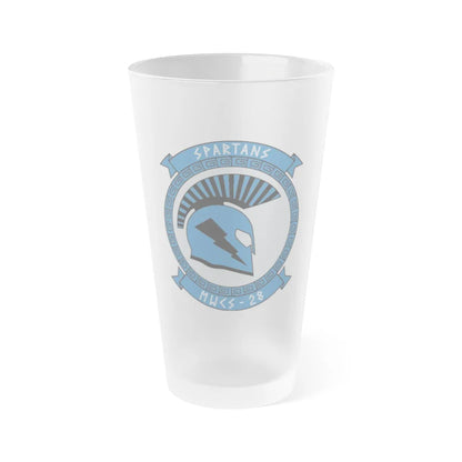 MWCS 28 Spartans (USMC) Frosted Pint Glass 16oz-Go Mug Yourself