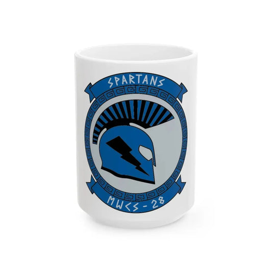 MWCS 28 Spartans (USMC) White Coffee Mug 15oz - Go Mug Yourself