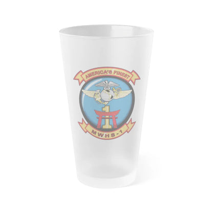 MWHS 1 (USMC) Frosted Pint Glass 16oz-Go Mug Yourself