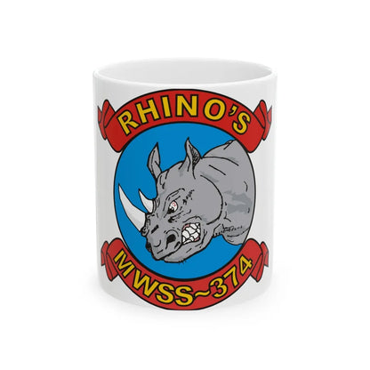 MWSS 374 Rhinos (USMC) White Coffee Mug-11oz-Go Mug Yourself