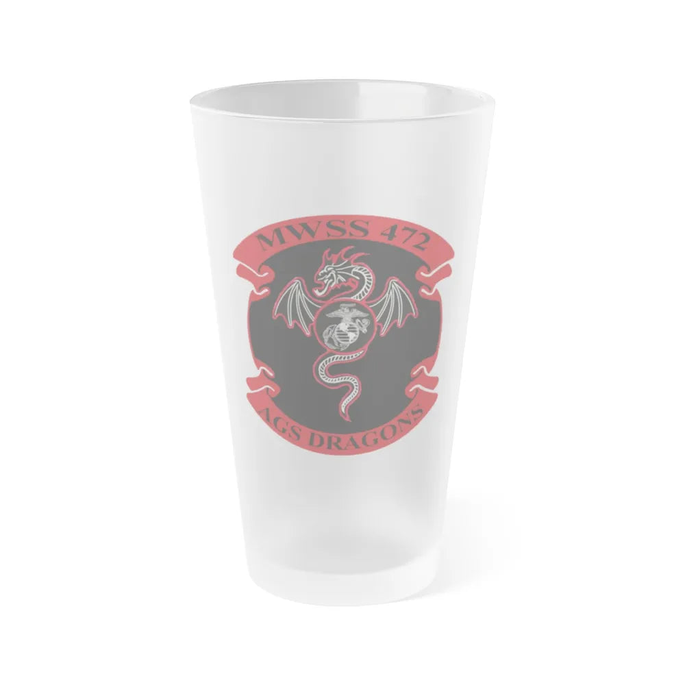 MWSS 472 AGS Dragons (USMC) Frosted Pint Glass 16oz-Go Mug Yourself