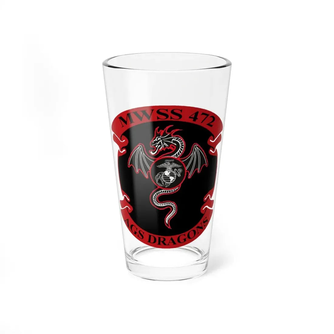 MWSS 472 AGS Dragons (USMC) Pint Glass 16oz 16oz - Go Mug Yourself