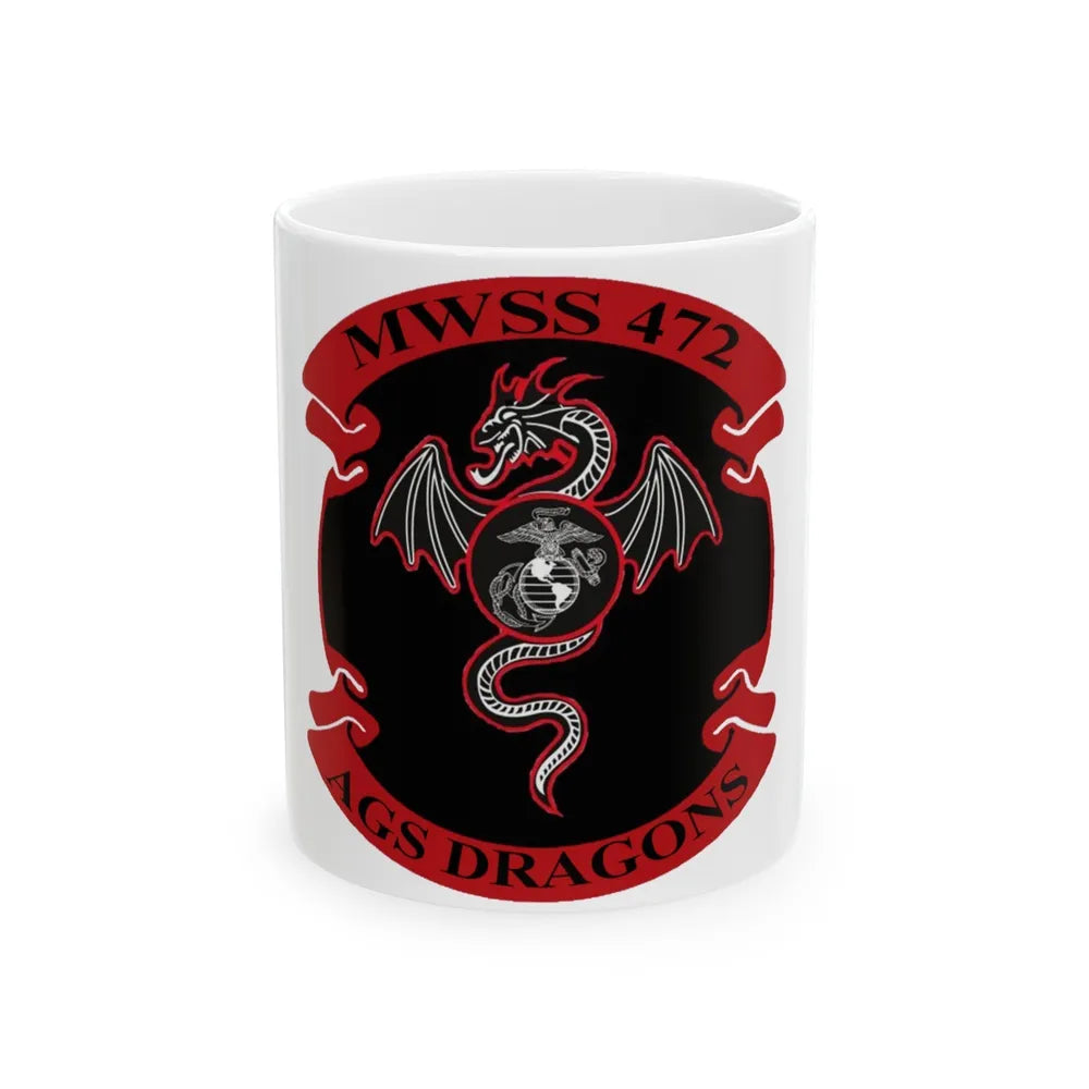 MWSS 472 AGS Dragons (USMC) White Coffee Mug-11oz-Go Mug Yourself