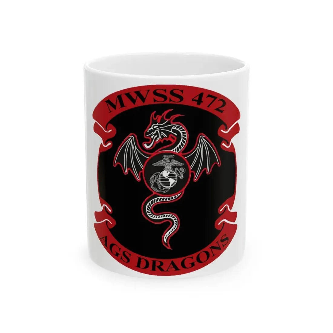 MWSS 472 AGS Dragons (USMC) White Coffee Mug 11oz - Go Mug Yourself