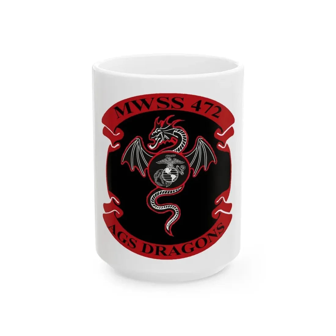 MWSS 472 AGS Dragons (USMC) White Coffee Mug 15oz - Go Mug Yourself