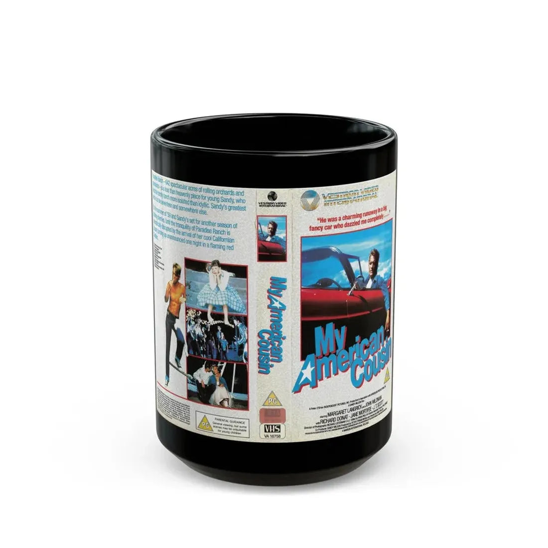 MY AMERICAN COUSIN (VHS COVER) - Black Coffee Mug 15oz - Go Mug Yourself