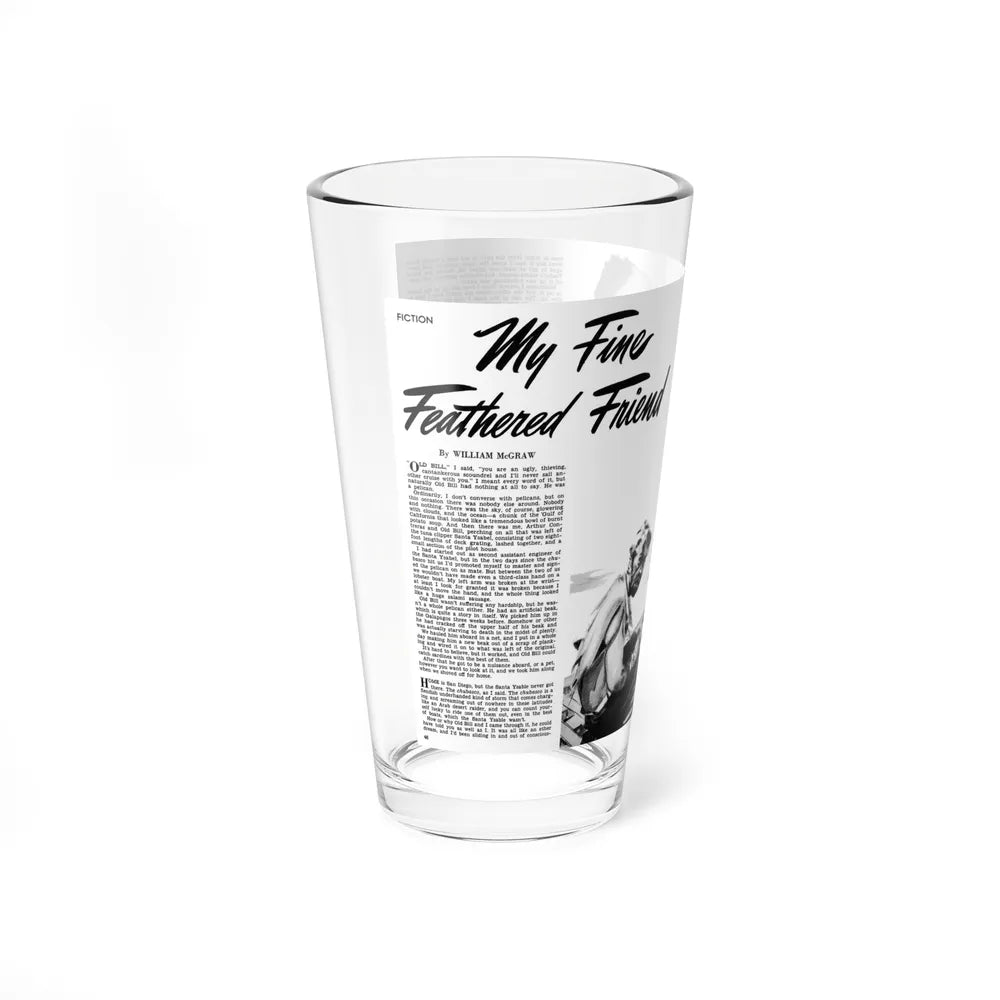 My Fine Feathered Friend, Man To Man, December 1949 (Magazine Illustration) Pint Glass 16oz-Go Mug Yourself