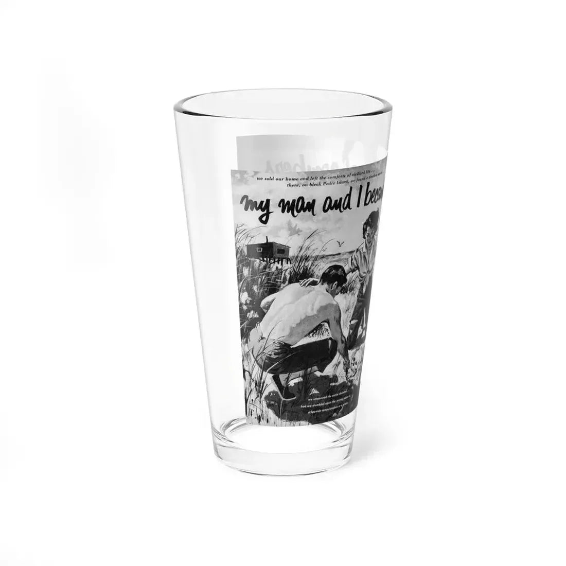 My Man and I became Beachcombers, True Woman's Adventures, May 1956 (Magazine Illustration) Pint Glass 16oz - Go Mug Yourself