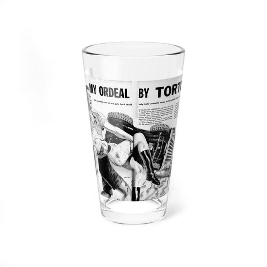 My Ordeal by Torture, Man's Daring Action, August 1959 (Magazine Illustration) Pint Glass 16oz 16oz - Go Mug Yourself