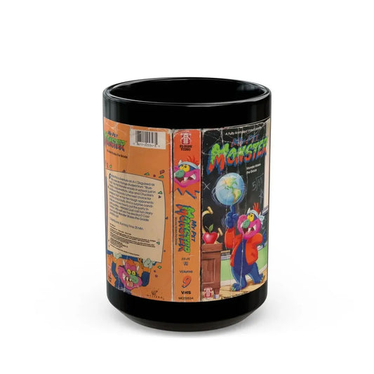 MY PET MONSTER CARTOON VOLUME 9 MONSTER MAKES THE GRADE (VHS COVER) - Black Coffee Mug 15oz - Go Mug Yourself