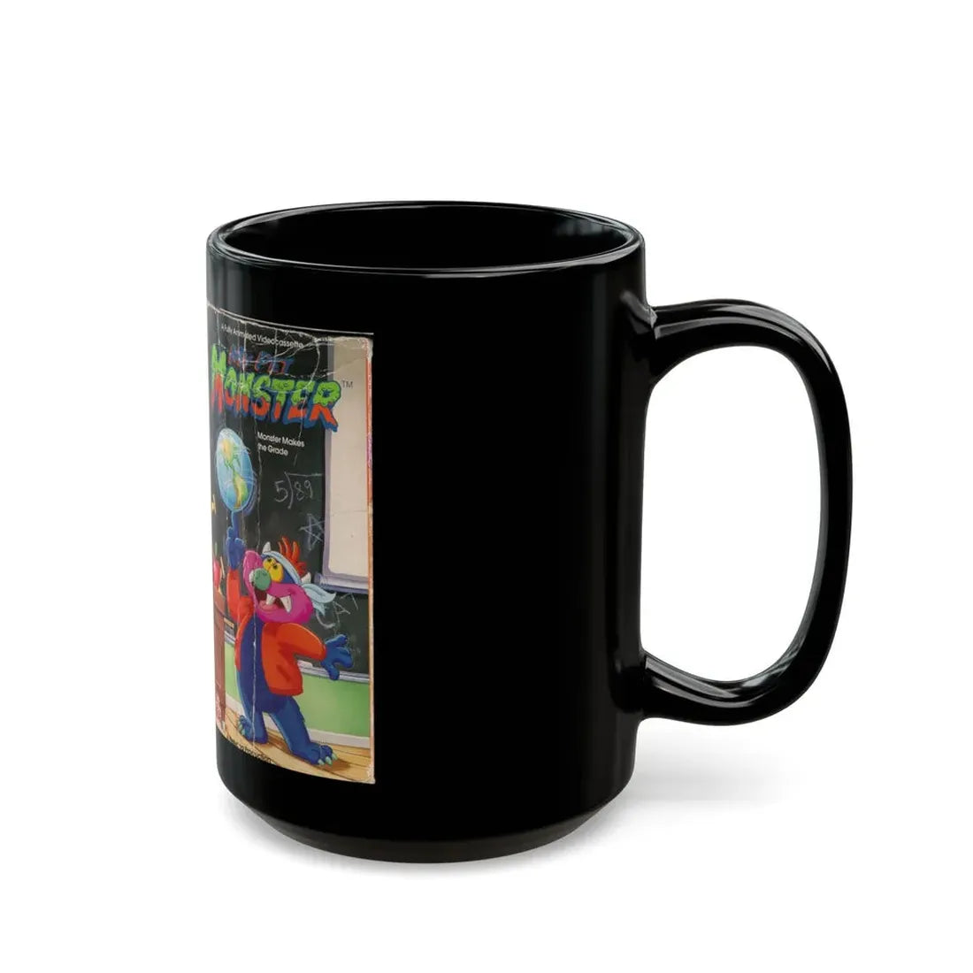 MY PET MONSTER CARTOON VOLUME 9 MONSTER MAKES THE GRADE (VHS COVER) - Black Coffee Mug - Go Mug Yourself