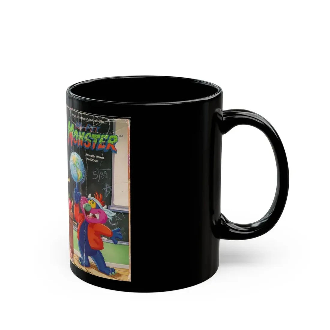 MY PET MONSTER CARTOON VOLUME 9 MONSTER MAKES THE GRADE (VHS COVER) - Black Coffee Mug - Go Mug Yourself