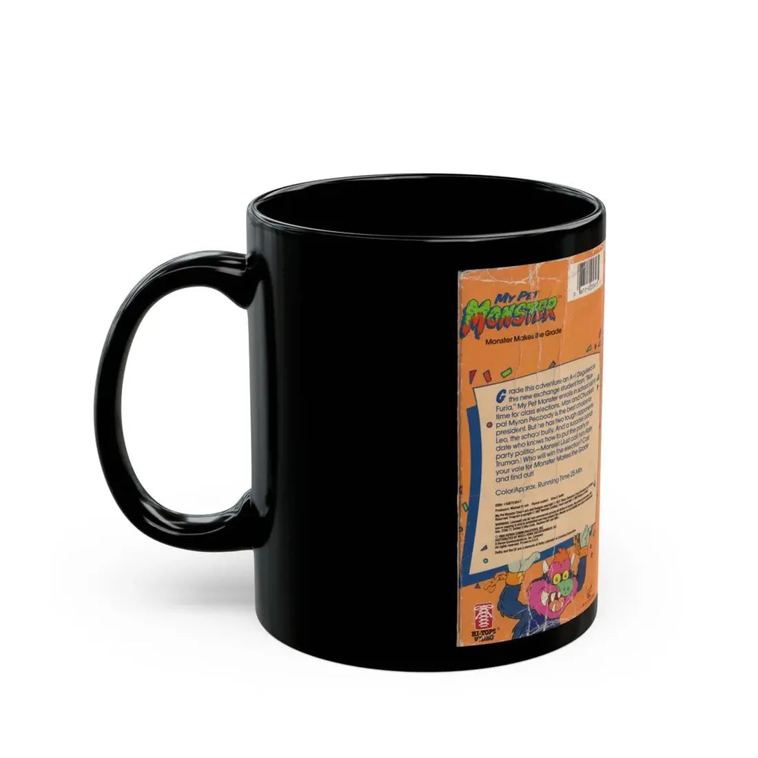 MY PET MONSTER CARTOON VOLUME 9 MONSTER MAKES THE GRADE (VHS COVER) - Black Coffee Mug - Go Mug Yourself