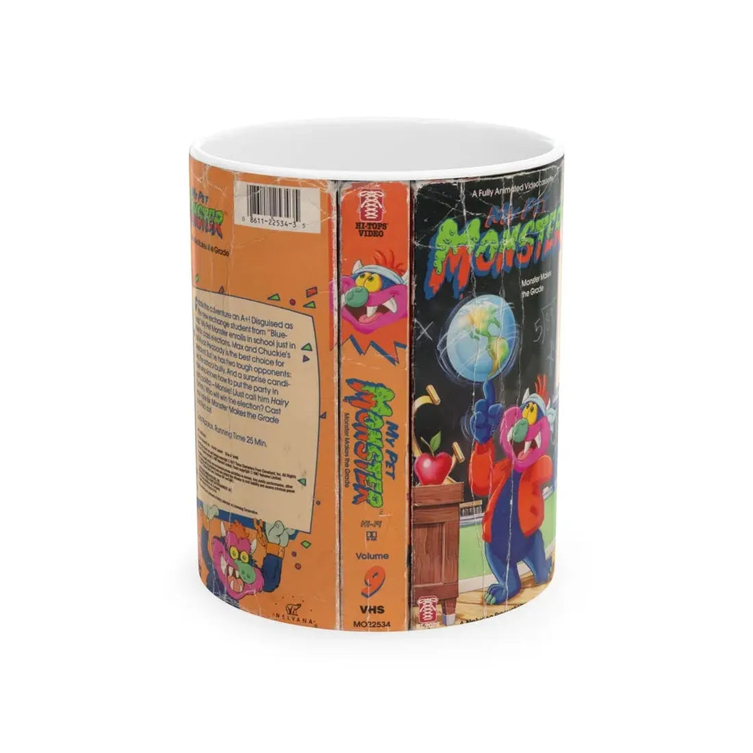 MY PET MONSTER CARTOON VOLUME 9 MONSTER MAKES THE GRADE (VHS COVER) - White Coffee Mug 11oz - Go Mug Yourself