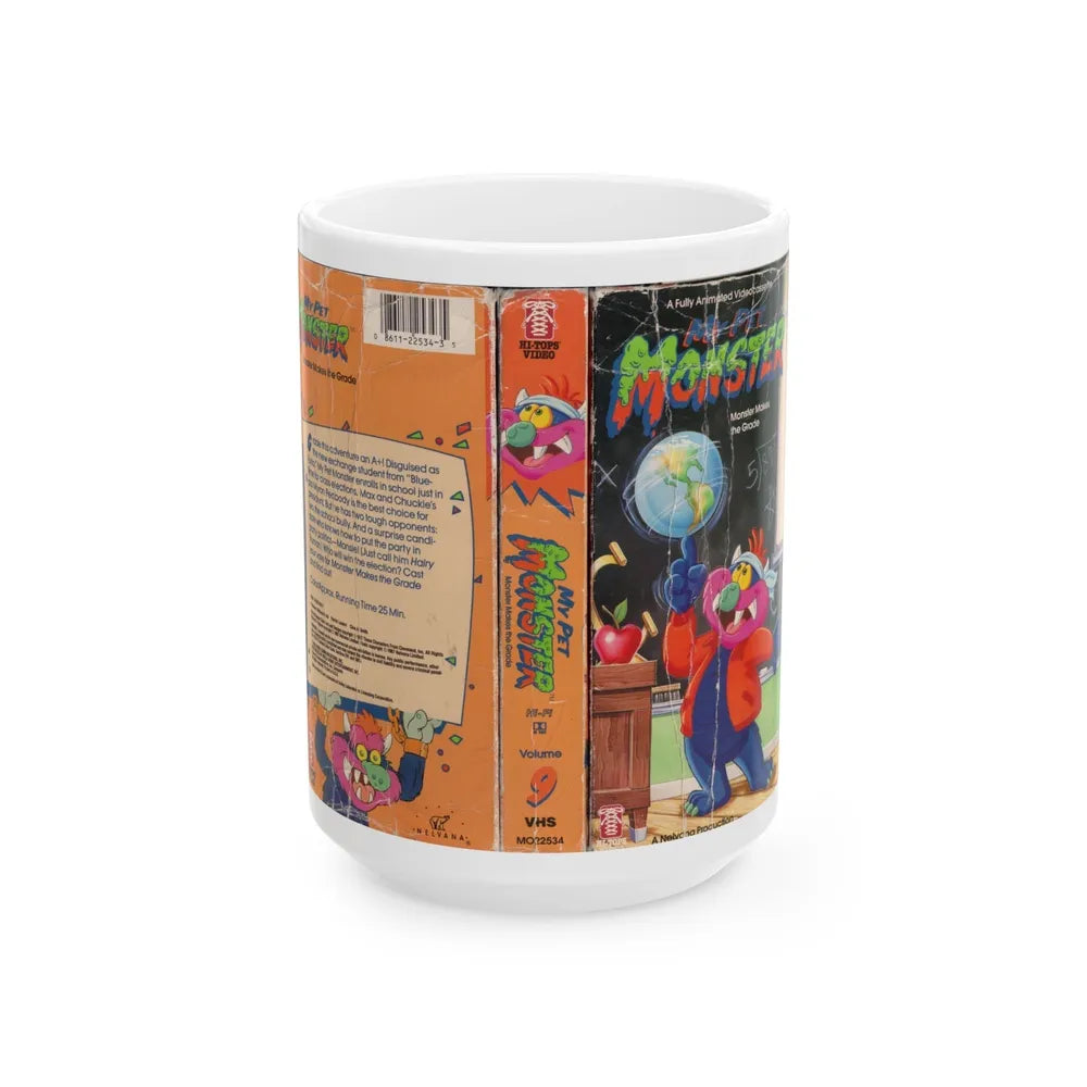 MY PET MONSTER CARTOON VOLUME 9 MONSTER MAKES THE GRADE (VHS COVER) - White Coffee Mug-15oz-Go Mug Yourself