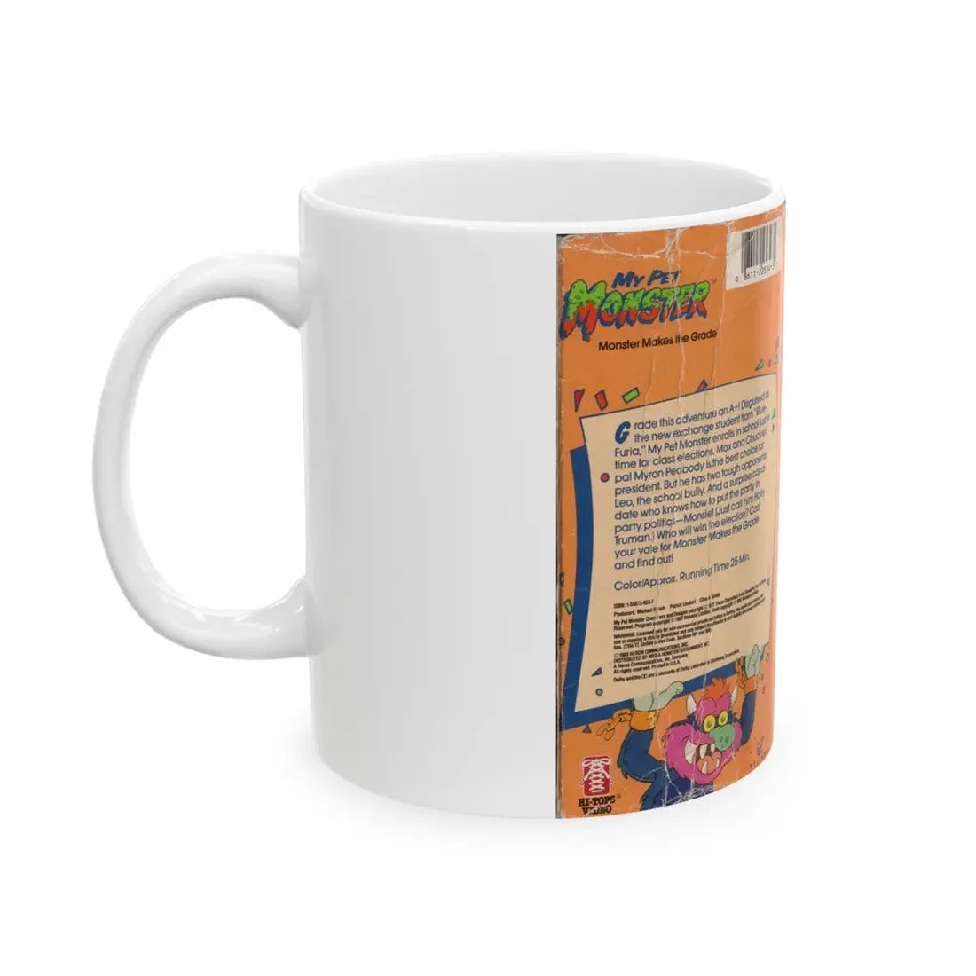 MY PET MONSTER CARTOON VOLUME 9 MONSTER MAKES THE GRADE (VHS COVER) - White Coffee Mug - Go Mug Yourself
