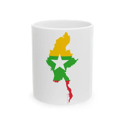 Myanmar Map Flag (Myanmar) White Coffee Mug 11oz - Go Mug Yourself