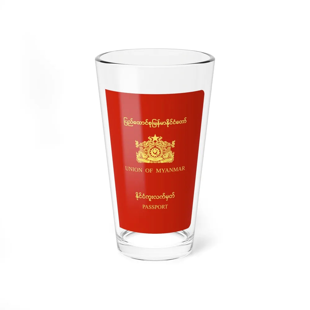 Myanmar Passport (1988-2010) - Pint Glass 16oz-16oz-Go Mug Yourself