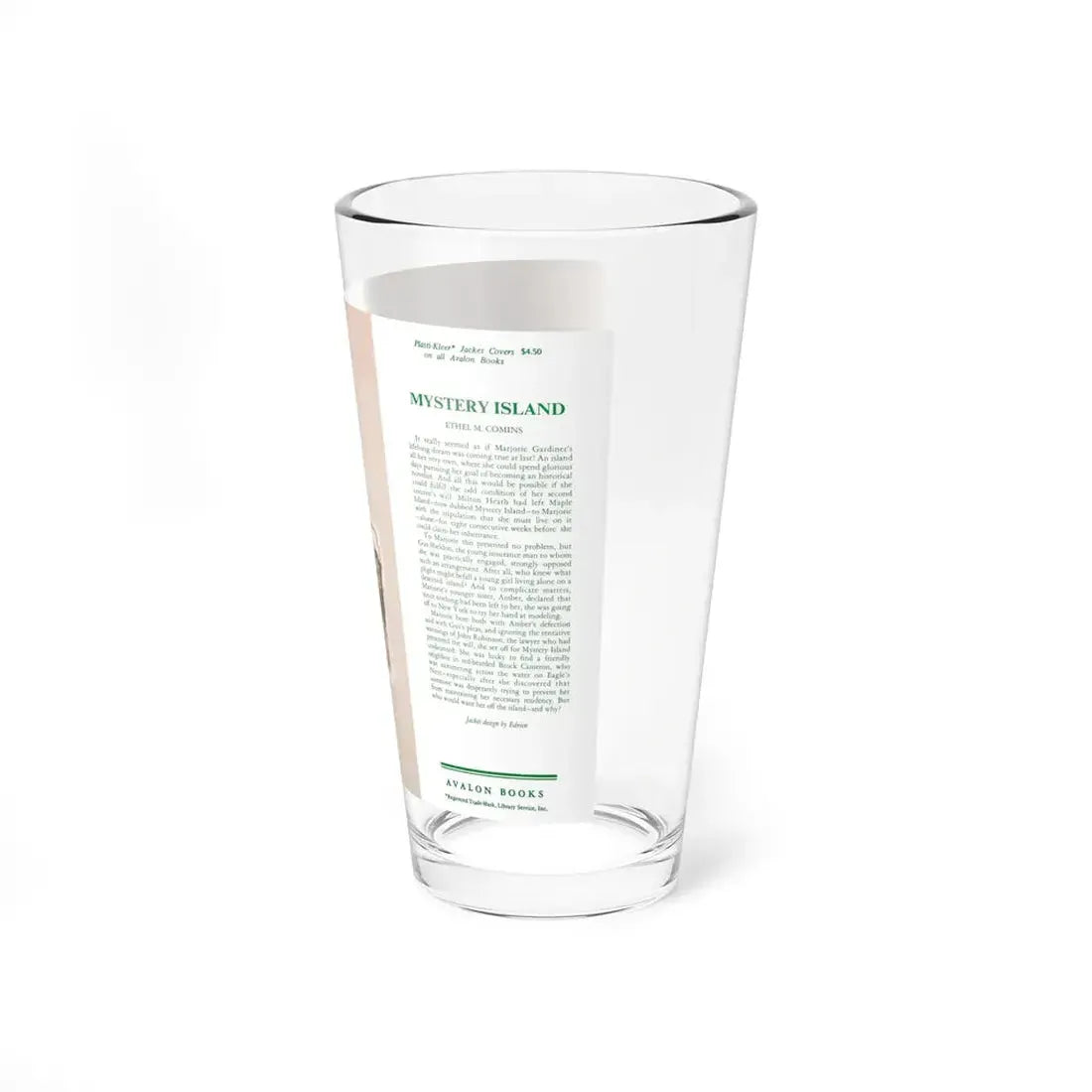 Mystery Island by Ethel M. Comins, Dustjacket (Avalon Books, 1973) - Pint Glass 16oz - Go Mug Yourself