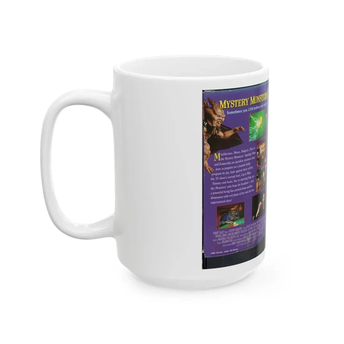 MYSTERY MONSTERS (VHS COVER) - White Coffee Mug - Go Mug Yourself