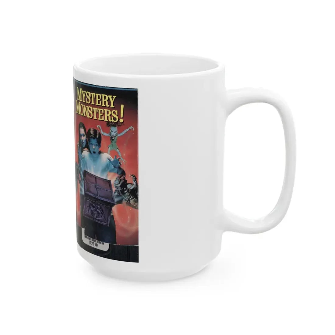 MYSTERY MONSTERS (VHS COVER) - White Coffee Mug - Go Mug Yourself