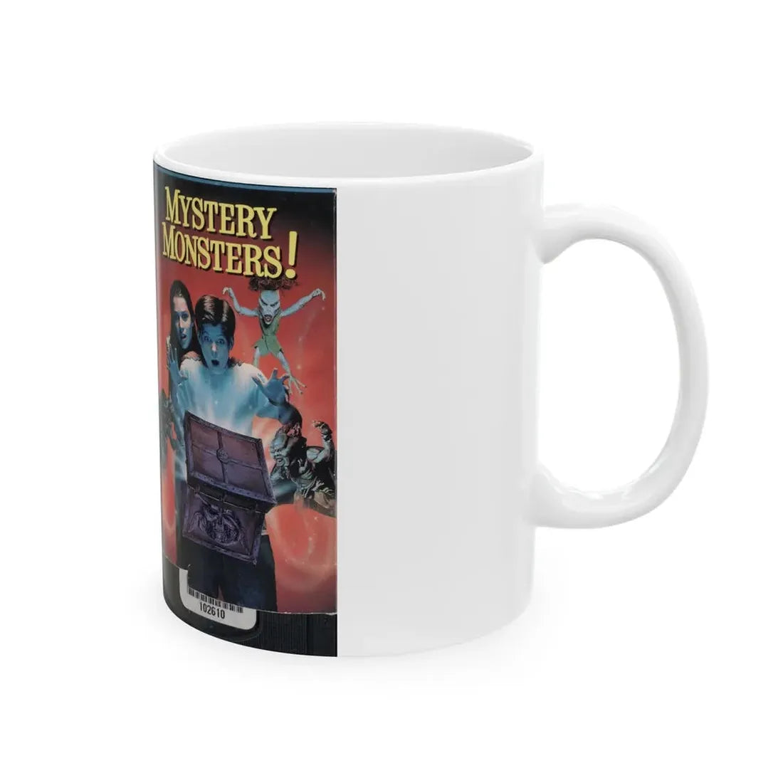 MYSTERY MONSTERS (VHS COVER) - White Coffee Mug - Go Mug Yourself