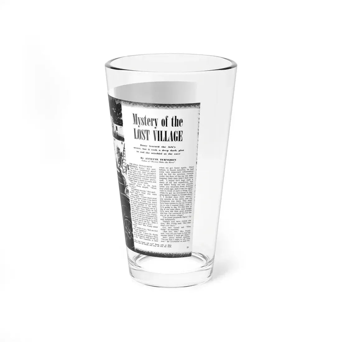 Mystery of the Lost Village, Calling All Girls, October-November 1945 (Magazine Illustration) Pint Glass 16oz - Go Mug Yourself