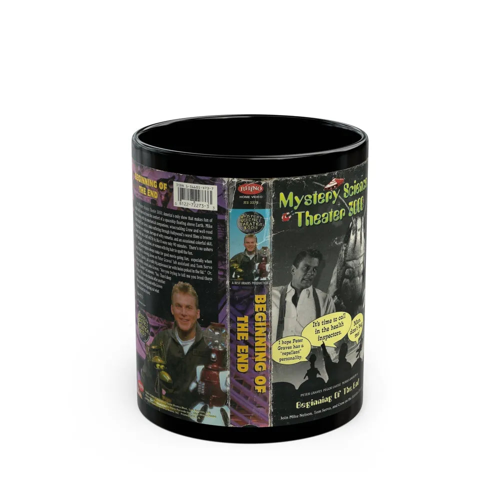 MYSTERY SCIENCE THEATER 3000 THE BEGINNIN OF THE END (VHS COVER) - Black Coffee Mug-11oz-Go Mug Yourself