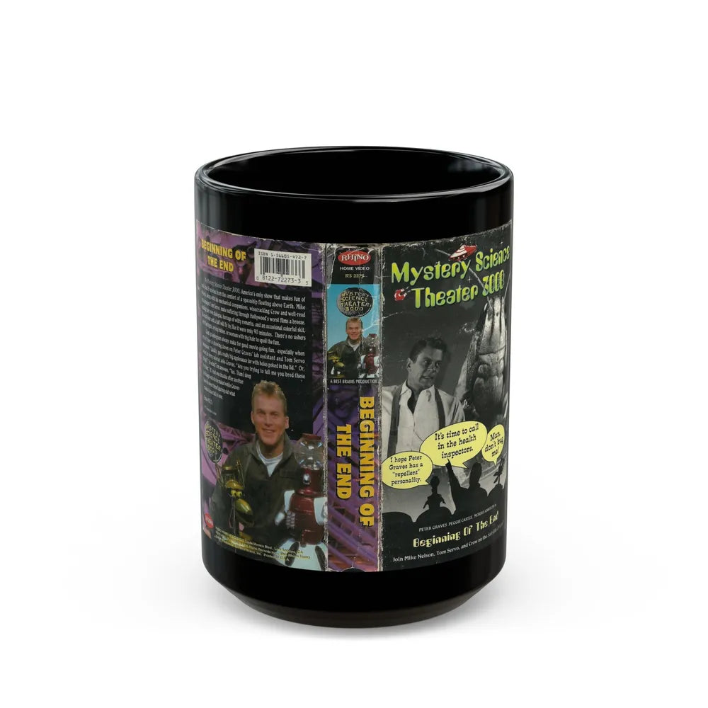 MYSTERY SCIENCE THEATER 3000 THE BEGINNIN OF THE END (VHS COVER) - Black Coffee Mug-15oz-Go Mug Yourself