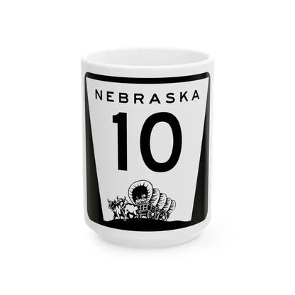 N-10 (Nebraska) (Road Sign) White Coffee Mug 15oz - Go Mug Yourself