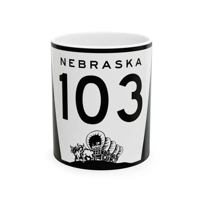 N-103 (Nebraska) (Road Sign) White Coffee Mug 11oz - Go Mug Yourself