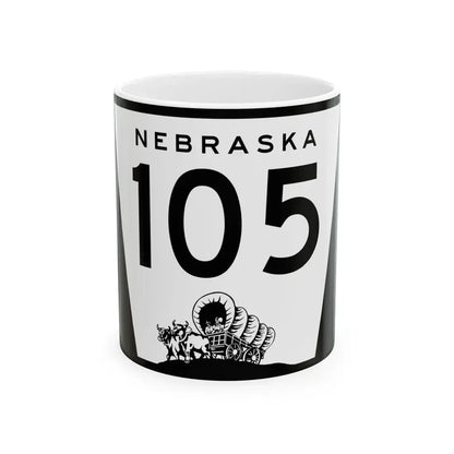 N-105 (Nebraska) (Road Sign) White Coffee Mug 11oz - Go Mug Yourself