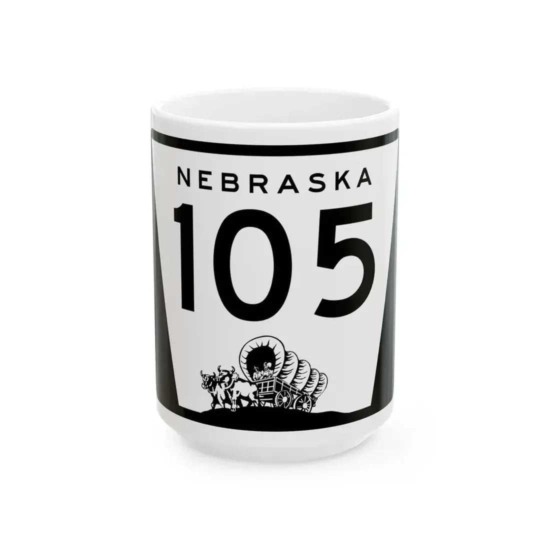 N-105 (Nebraska) (Road Sign) White Coffee Mug 15oz - Go Mug Yourself