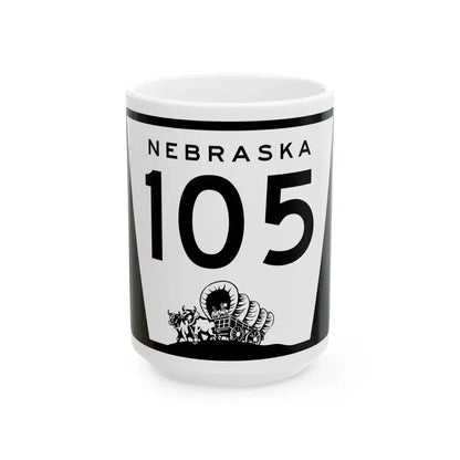 N-105 (Nebraska) (Road Sign) White Coffee Mug 15oz - Go Mug Yourself