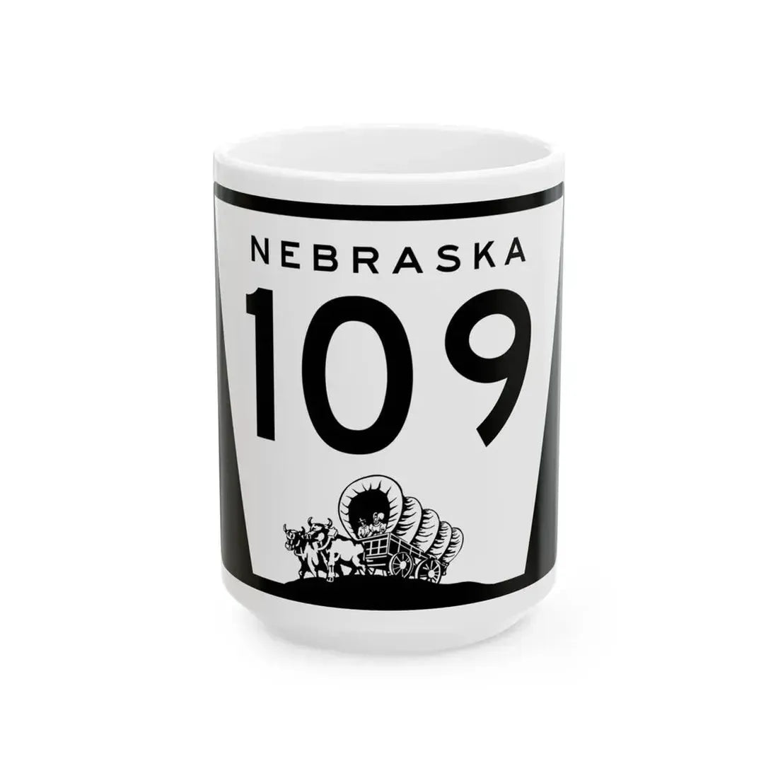 N-109 (Nebraska) (Road Sign) White Coffee Mug 15oz - Go Mug Yourself