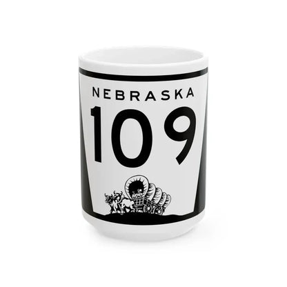 N-109 (Nebraska) (Road Sign) White Coffee Mug 15oz - Go Mug Yourself