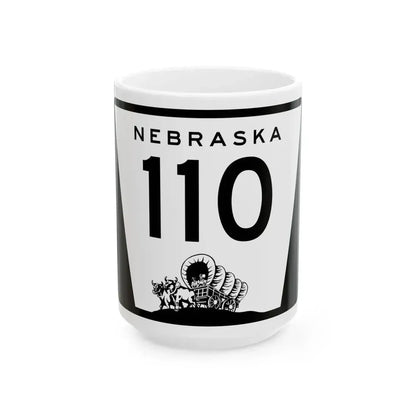 N-110 (Nebraska) (Road Sign) White Coffee Mug 15oz - Go Mug Yourself