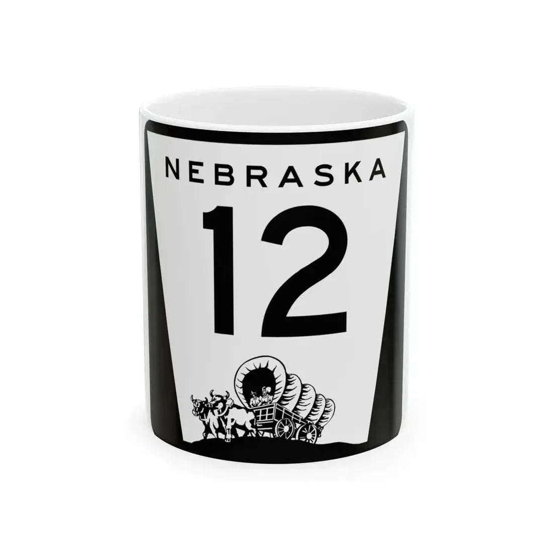 N-12 (Nebraska) (Road Sign) White Coffee Mug 11oz - Go Mug Yourself