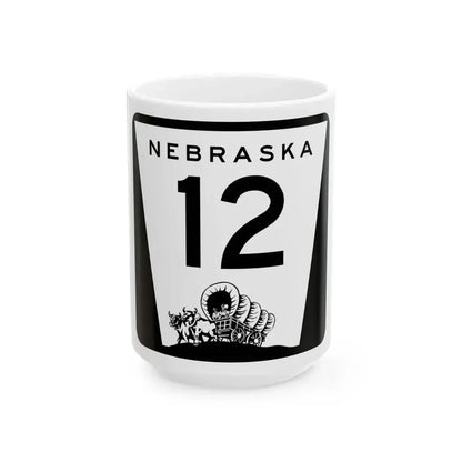 N-12 (Nebraska) (Road Sign) White Coffee Mug 15oz - Go Mug Yourself