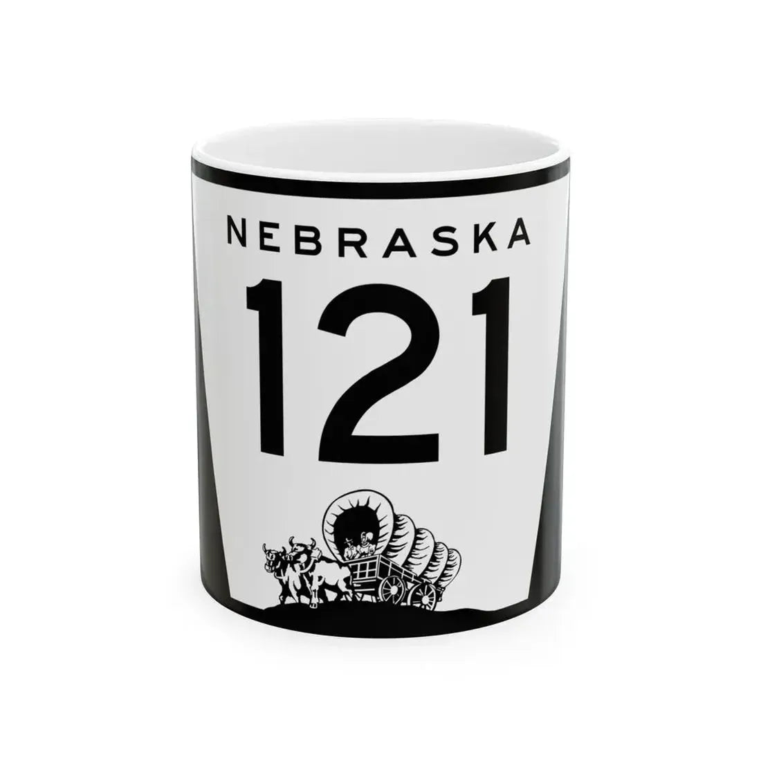 N-121 (Nebraska) (Road Sign) White Coffee Mug 11oz - Go Mug Yourself