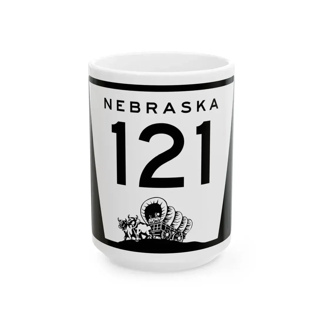 N-121 (Nebraska) (Road Sign) White Coffee Mug 15oz - Go Mug Yourself