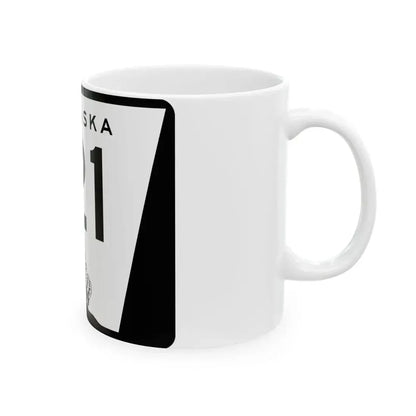 N-121 (Nebraska) (Road Sign) White Coffee Mug - Go Mug Yourself