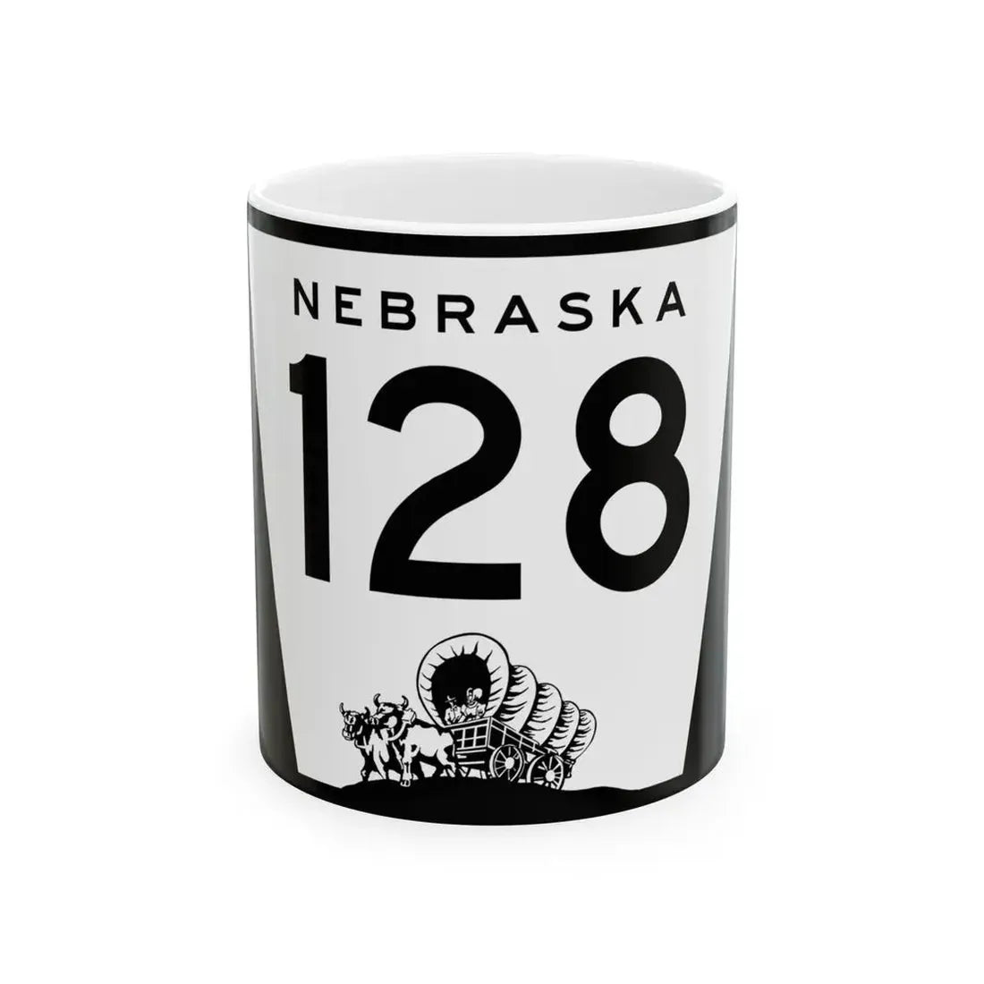 N-128 (Nebraska) (Road Sign) White Coffee Mug 11oz - Go Mug Yourself