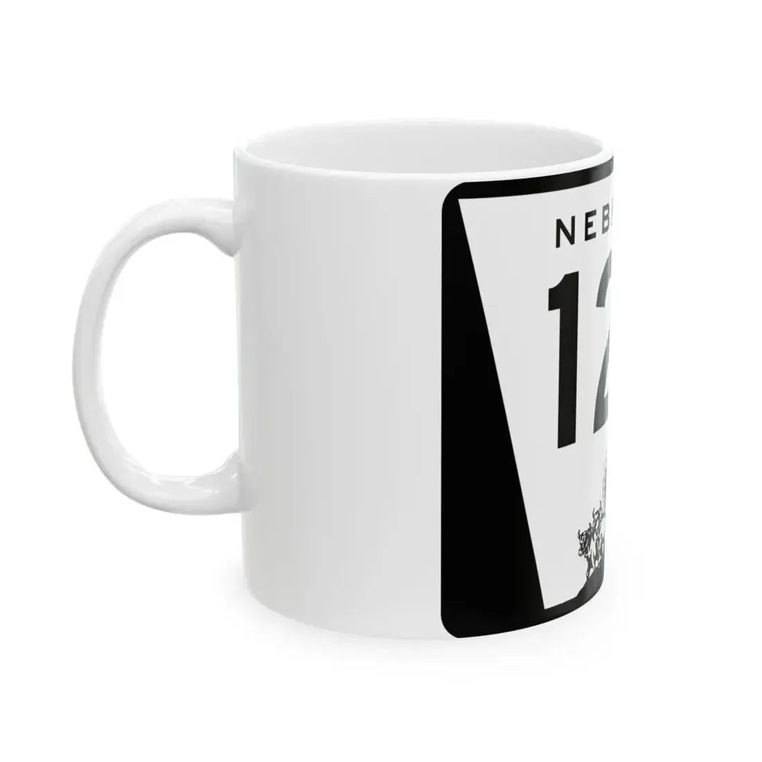 N-128 (Nebraska) (Road Sign) White Coffee Mug - Go Mug Yourself