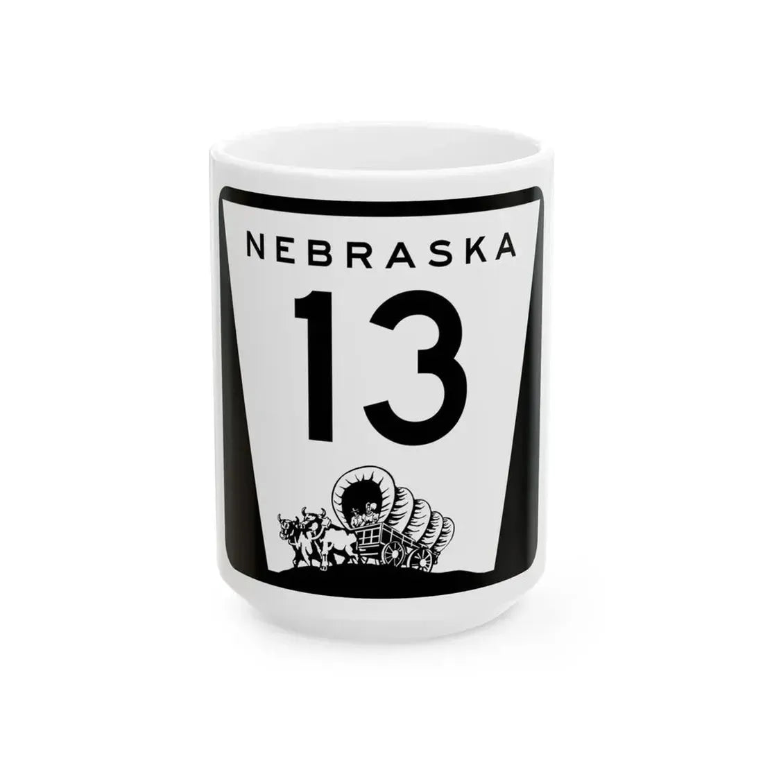 N-13 (Nebraska) (Road Sign) White Coffee Mug 15oz - Go Mug Yourself