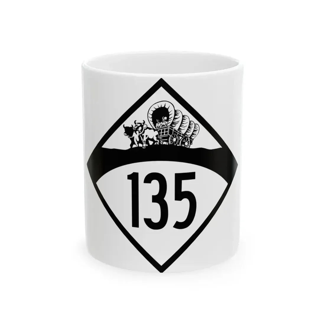 N-135 1950 (Nebraska) (Road Sign) White Coffee Mug 11oz - Go Mug Yourself